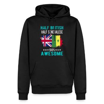 Moitié britannique moitié sénégalais - Sweat à capuche Premium bio Homme - noir - Devant - Nico (187cm)