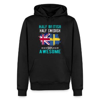Halb Brite Halb Schwede - Männer Premium Bio Hoodie - Schwarz - Vorne - Nico (187cm)