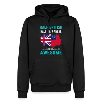 Moitié britannique moitié taïwanais - Sweat à capuche Premium bio Homme - noir - Devant - Nico (187cm)