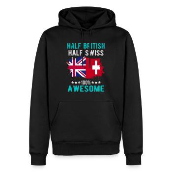 Mi-Britannique, mi-Suisse - Sweat à capuche Premium bio Homme - noir - Devant - Nico (187cm)
