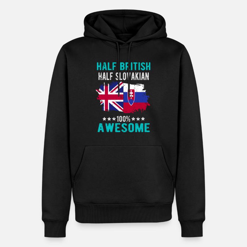 Halb Brite Halb Slowake - Männer Premium Bio Hoodie - Schwarz