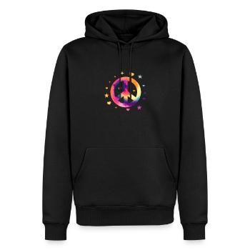 Hippie Peace Flower Power Amour Paix Cadeau - Sweat à capuche Premium bio Homme - noir - Devant - Nico (187cm)