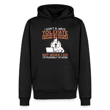 Ich dulde nicht immer dumme Menschen Faultier - Männer Premium Bio Hoodie - Schwarz - Vorne - Nico (187cm)