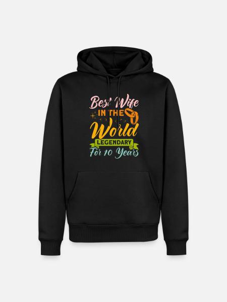 10ème anniversaire de mariage Couple Design 10 ans de mariage - Sweat à capuche Premium bio Homme - noir