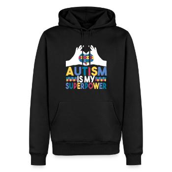 Autisme autistique Autiste - Sweat à capuche Premium bio Homme - noir - Devant - Nico (187cm)