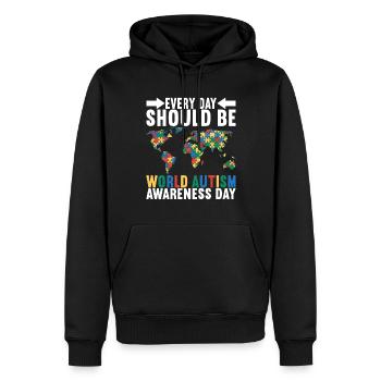Autisme autistique Autiste - Sweat à capuche Premium bio Homme - noir - Devant - Nico (187cm)