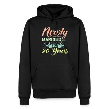 20e anniversaire de mariage Couple Design 20 ans de mariage - Sweat à capuche Premium bio Homme - noir - Devant - Nico (187cm)