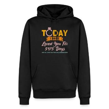 15ème anniversaire de mariage Couple Design 15 ans de mariage - Sweat à capuche Premium bio Homme - noir - Devant - Nico (187cm)