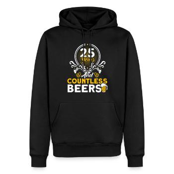 25e anniversaire de mariage Couple Design 25 ans de mariage - Sweat à capuche Premium bio Homme - noir - Devant - Nico (187cm)