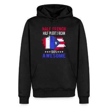 Moitié Français moitié portoricain - Sweat à capuche Premium bio Homme - noir - Devant - Nico (187cm)