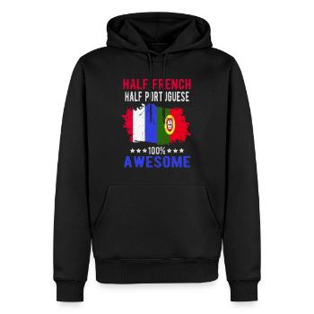 Half French Half Portuguese - Men’s Premium Organic Hoodie - black - Front - Nico (187cm)