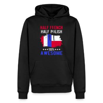 Moitié Français moitié singapourien - Sweat à capuche Premium bio Homme - noir - Devant - Nico (187cm)