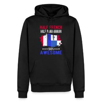 Moitié Français moitié Panamese - Sweat à capuche Premium bio Homme - noir - Devant - Nico (187cm)
