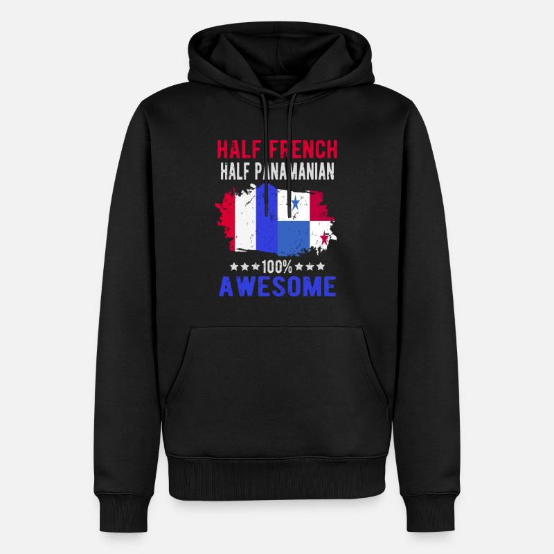 Halb Franzose Halb Panamese - Männer Premium Bio Hoodie - Schwarz