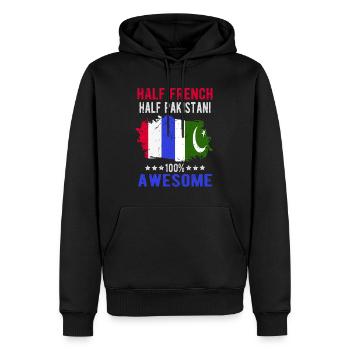Moitié Français moitié pakistanais - Sweat à capuche Premium bio Homme - noir - Devant - Nico (187cm)