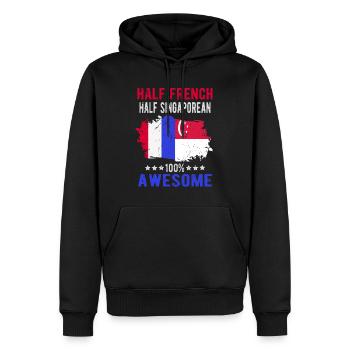 Halb Franzose Halb Singapurer - Männer Premium Bio Hoodie - Schwarz - Vorne - Nico (187cm)