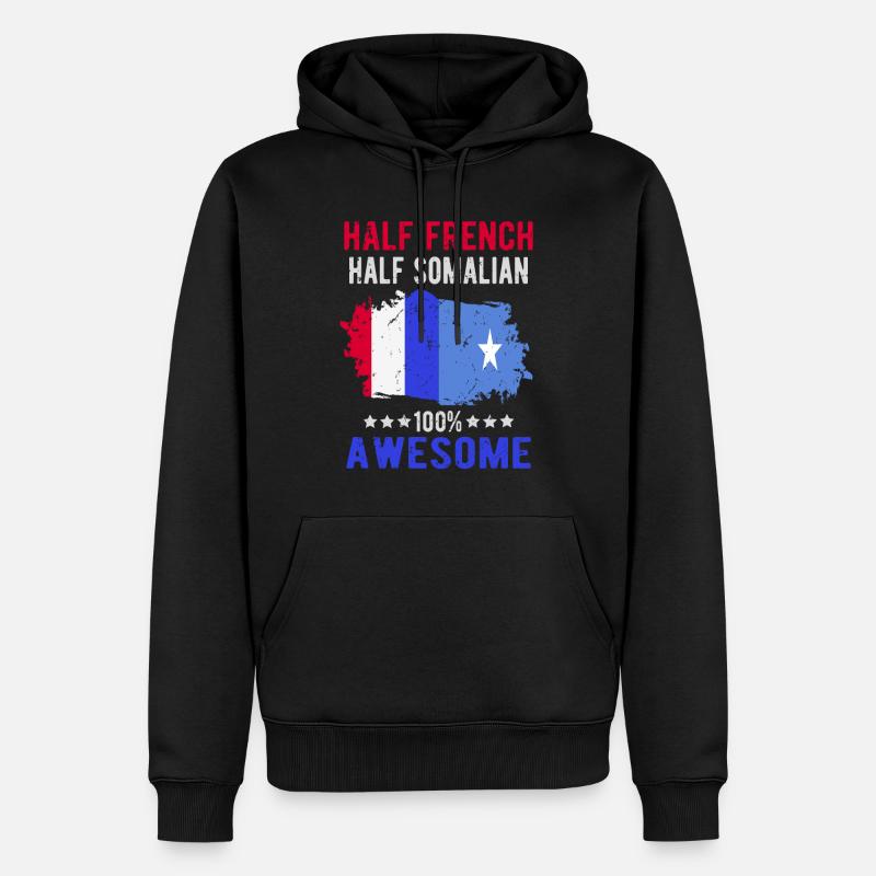 Halb Franzose Halb Somalier - Männer Premium Bio Hoodie - Schwarz