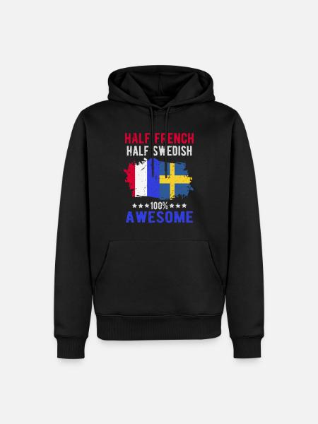 Halb Franzose Halb Schwede - Männer Premium Bio Hoodie - Schwarz