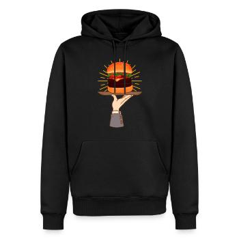 Hamburgers de restauration rapide - Sweat à capuche Premium bio Homme - noir - Devant - Nico (187cm)