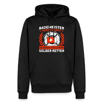 Bademeister Schwimmbad Lifeguard Rettungsschwimmer - Männer Premium Bio Hoodie - Schwarz - Vorne - Nico (187cm)