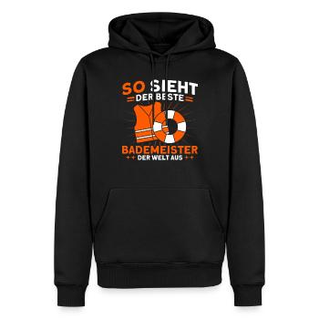 Bademeister Schwimmbad Lifeguard Rettungsschwimmer - Männer Premium Bio Hoodie - Schwarz - Vorne - Nico (187cm)