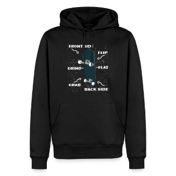 Skate Board Features - Skateboarding - Cool Skater - Männer Premium Bio Hoodie - Schwarz - Vorne - Nico (187cm)