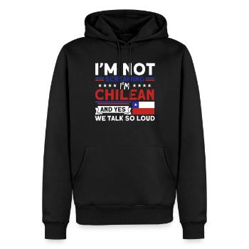 Wir reden so laut Chile Souvenir - Männer Premium Bio Hoodie - Schwarz - Vorne - Nico (187cm)