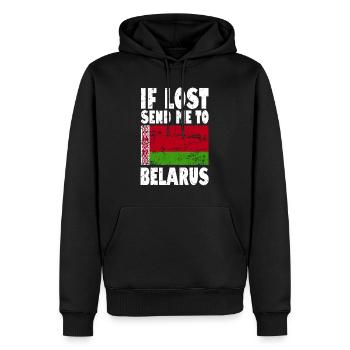 Belarus Flagge Spruch - Männer Premium Bio Hoodie - Schwarz - Vorne - Nico (187cm)
