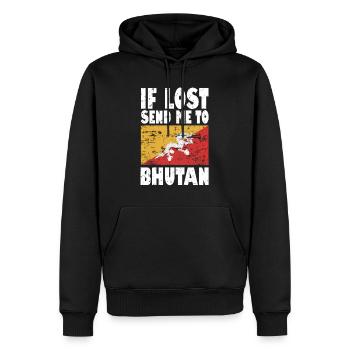 Drapeau du Bhoutan Disant - Sweat à capuche Premium bio Homme - noir - Devant - Nico (187cm)