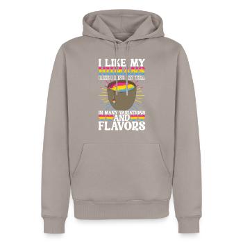 Pansexuel LGBTQ - Sweat à capuche Premium bio Homme - taupe - Devant - Nico (187cm)