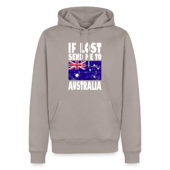 Australia Flag Saying - Men’s Premium Organic Hoodie - taupe - Front - Nico (187cm)