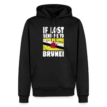 Drapeau du Brunei - Sweat à capuche Premium bio Homme - noir - Devant - Nico (187cm)