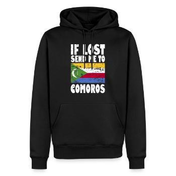Le drapeau des Comores - Sweat à capuche Premium bio Homme - noir - Devant - Nico (187cm)
