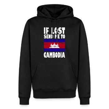 Drapeau du Cambodge Disant - Sweat à capuche Premium bio Homme - noir - Devant - Nico (187cm)