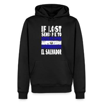 Slogan du drapeau du Salvador - Sweat à capuche Premium bio Homme - noir - Devant - Nico (187cm)