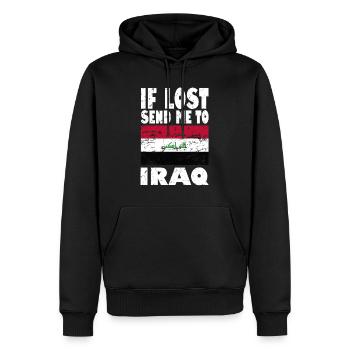 Slogan du drapeau irakien - Sweat à capuche Premium bio Homme - noir - Devant - Nico (187cm)