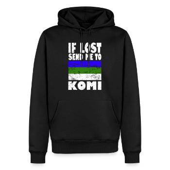 Komi Flag Saying - Men’s Premium Organic Hoodie - black - Front - Nico (187cm)