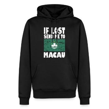 Macau Flagge Spruch - Männer Premium Bio Hoodie - Schwarz - Vorne - Nico (187cm)
