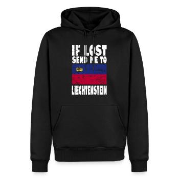 Liechtenstein Flagge Spruch - Männer Premium Bio Hoodie - Schwarz - Vorne - Nico (187cm)