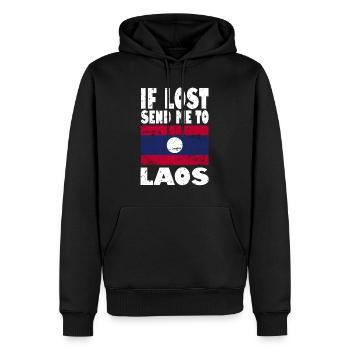 Laos Flagge Spruch - Männer Premium Bio Hoodie - Schwarz - Vorne - Nico (187cm)