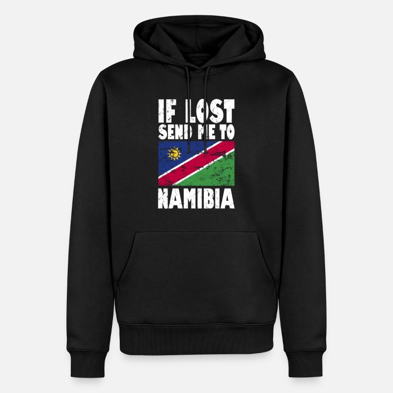 Namibia Flagge Spruch - Männer Premium Bio Hoodie - Schwarz