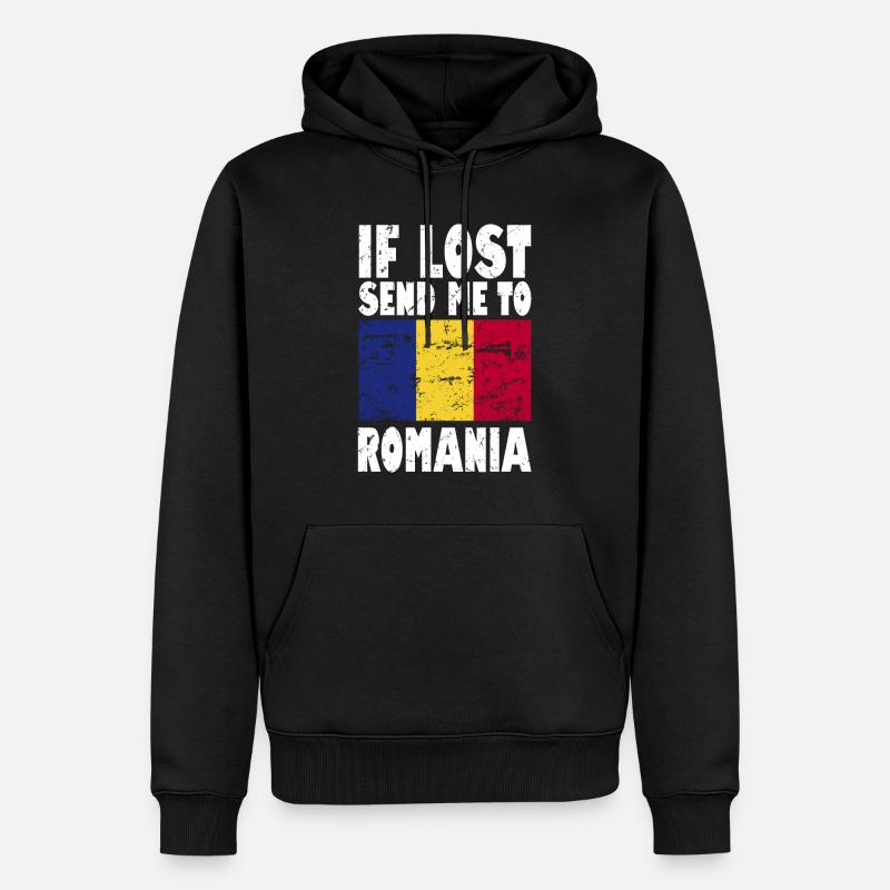 Slogan du drapeau roumain - Sweat à capuche Premium bio Homme - noir