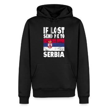Slogan du drapeau de la Serbie - Sweat à capuche Premium bio Homme - noir - Devant - Nico (187cm)