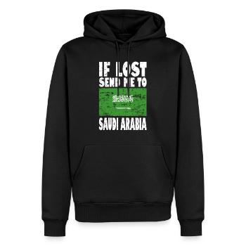 Slogan du drapeau de l’Arabie saoudite - Sweat à capuche Premium bio Homme - noir - Devant - Nico (187cm)