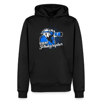 Cadeau cameraman pour photographe - Sweat à capuche Premium bio Homme - noir - Devant - Nico (187cm)