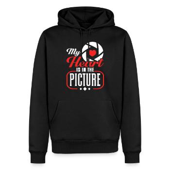 Directeur de la photographie Photographe Photographe Amateur d’appareil photo - Sweat à capuche Premium bio Homme - noir - Devant - Nico (187cm)