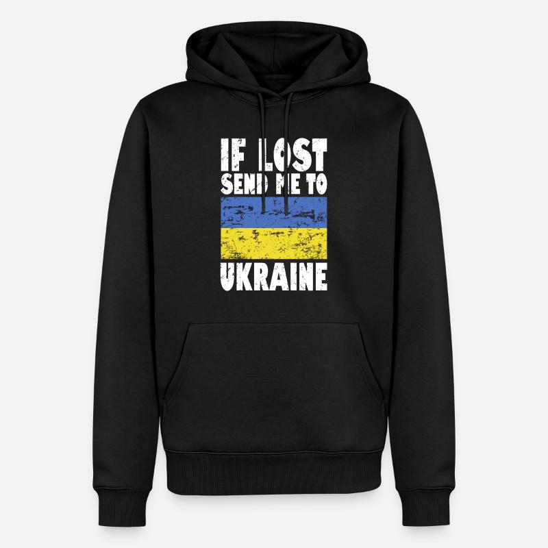 Slogan du drapeau de l’Ukraine - Sweat à capuche Premium bio Homme - noir