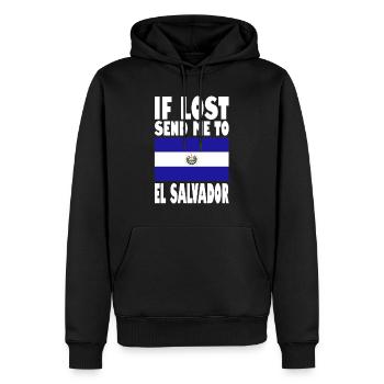 Slogan du drapeau du Salvador - Sweat à capuche Premium bio Homme - noir - Devant - Nico (187cm)