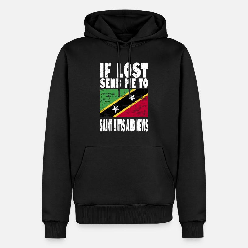 Saint-Kitts-et-Nevis Drapeau - Sweat à capuche Premium bio Homme - noir