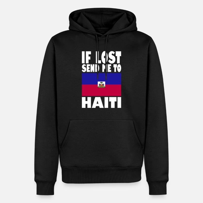 Slogan du drapeau d’Haïti - Sweat à capuche Premium bio Homme - noir